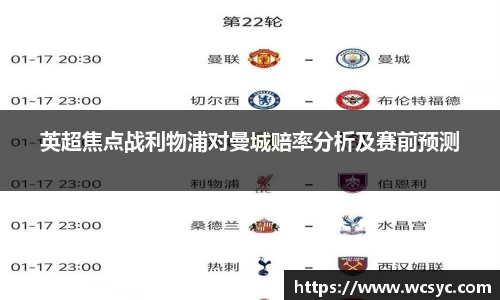 英超焦点战利物浦对曼城赔率分析及赛前预测
